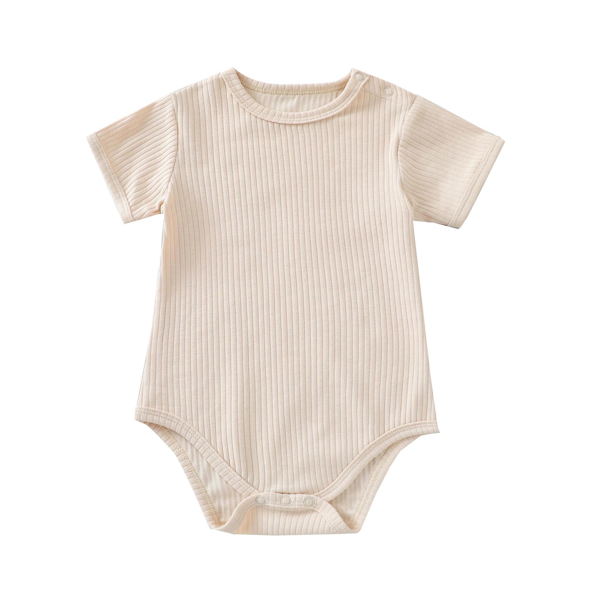 

Летний хлопковый комбинезон для новорожденных мальчиков и девочек в европейском и американском стиле с полосками, короткими рукавами и треугольным узором. 100cm абрикосовый