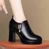 Chaussures Confortables Bouche Profonde Cuir Souple Antidérapantes Plateforme Printemps 2026 Escarpins Bloc Noir pour Femmes Chaussures de Bureau Mère
