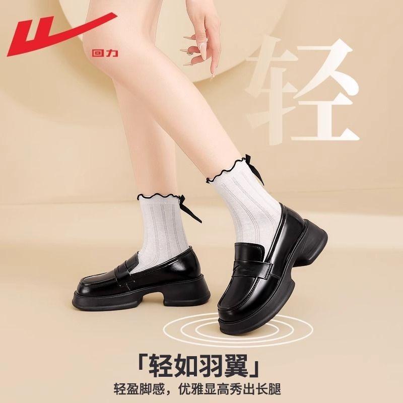 Platform women's new summer women's shoes, soft soles are not tired feet, black shoes, British small leather shoes