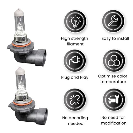 Ampoules de phares halogènes améliorées 9005 feux de route H11 feux de croisement 3 fois plus lumineuses Motif d'éclairage super focalisé