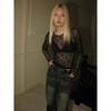 KOSY  Sexy Lace Tshirts Women Long Sleeve See Through Irregual Vintage Tops Streetwear Fairycore Splits Y2k Tee Tops