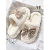 New Cotton Slippers Women's Autumn and Winter Indoor Bow Warm Thick Bottom Home Plush Slippers Women's Confinement Winter