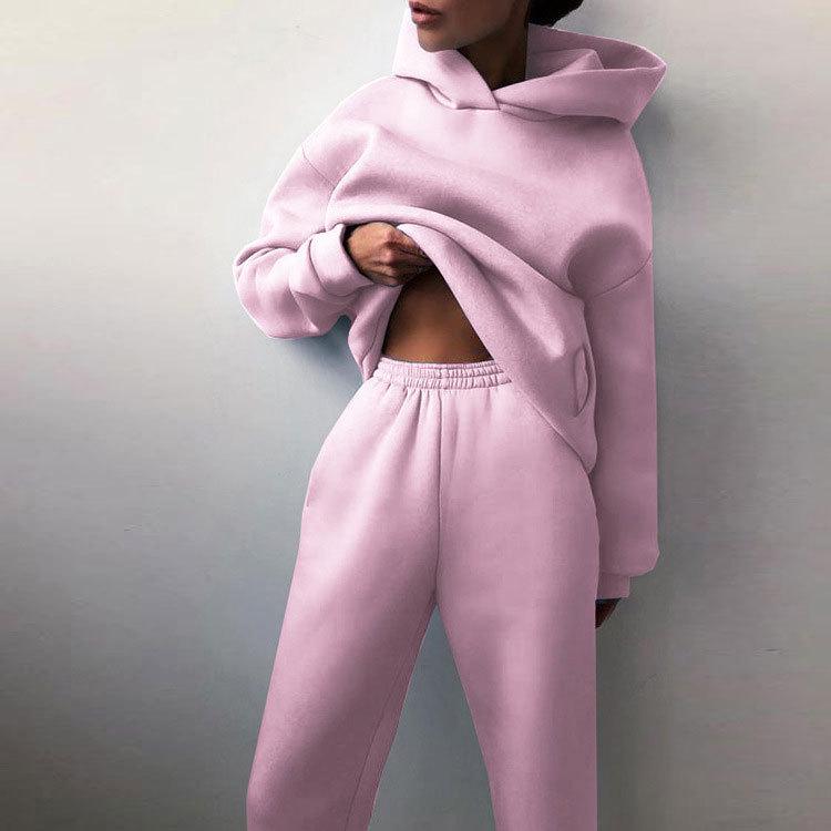 Damen Frühling Einfarbig Lässig Sweatshirt & Lange Hose Zweiteiler, 2025 Modekollektion.