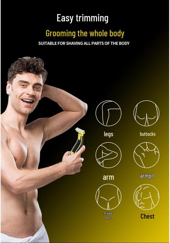 Herren Nass-/Trocken-USB-wiederaufladbarer Elektrorasierer, Vollständig abwaschbarer Haarentferner & Rasierer