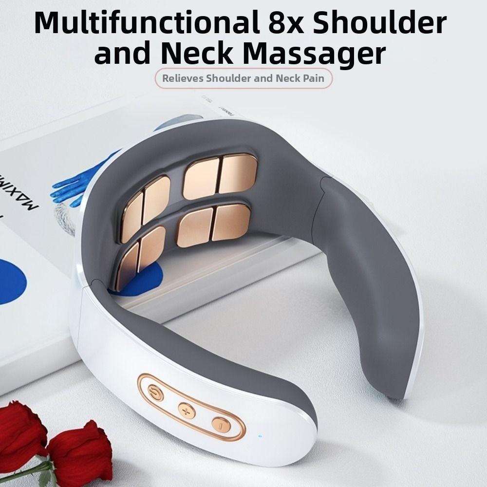 Hot Compress Cervical Spine Massager 8-Head Neck Massager Pulse Neck Device Indoor