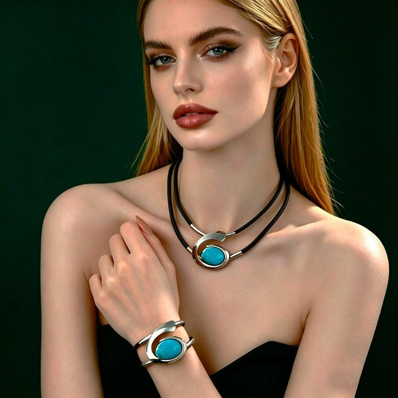 Personalized Trend Geometric Spiral Necklace Bracelet Niche Jewelry Set