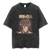 Anime Attack on Titan Syre T-skjorte Bomull Kort Ermet Trykt Streetwear Vintage Vasket T-skjorter Menn Harajuku Manga Grafisk