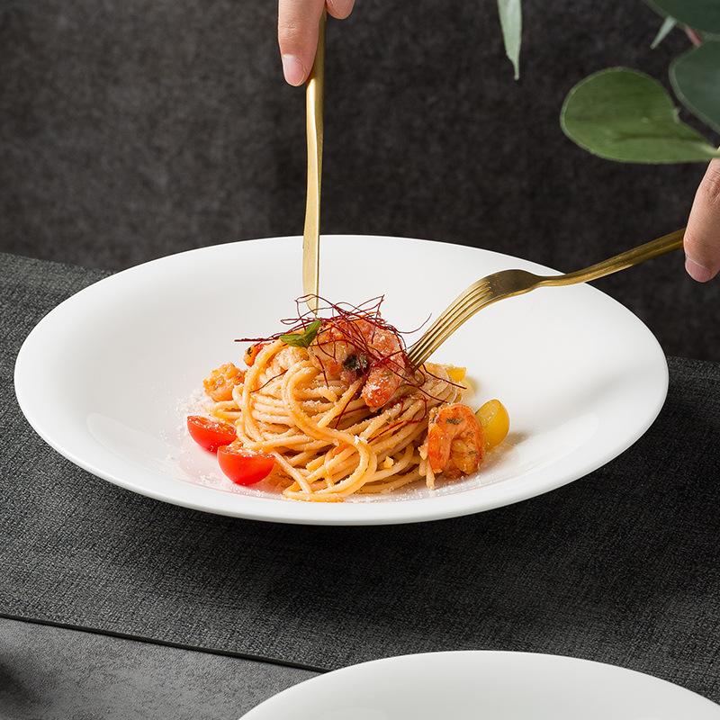 Simple Reverse Side Western Plate, Light Luxury Pasta Plate, Home Vegetable Plate, Hotel Self-Service Disc, Commercial Salad Dessert Plate