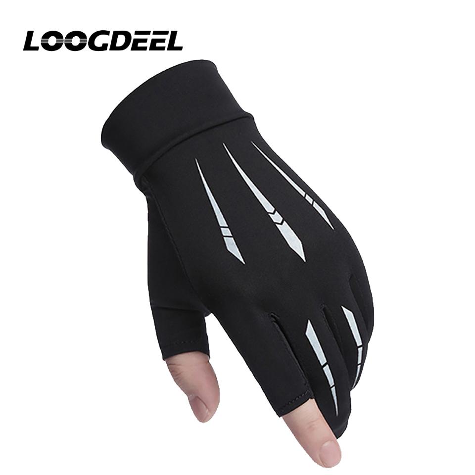 LOOGDEEL Summer Two Finger Ice Silk Gloves Outdoor Sports Ice Silk Gloves Thin Sunscreen Quick Drying Breathable Cycling 6
