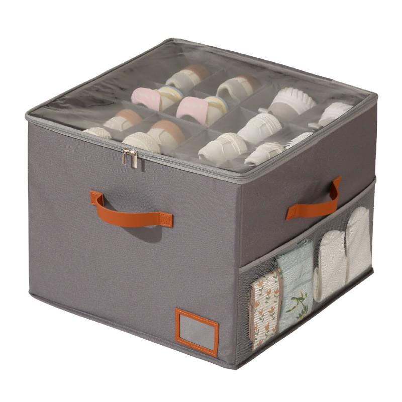 Foldable Transparent Shoe Organizer Box With Zipper Handle Dustproof Moisture Resistant Bedroom Dorm Storage