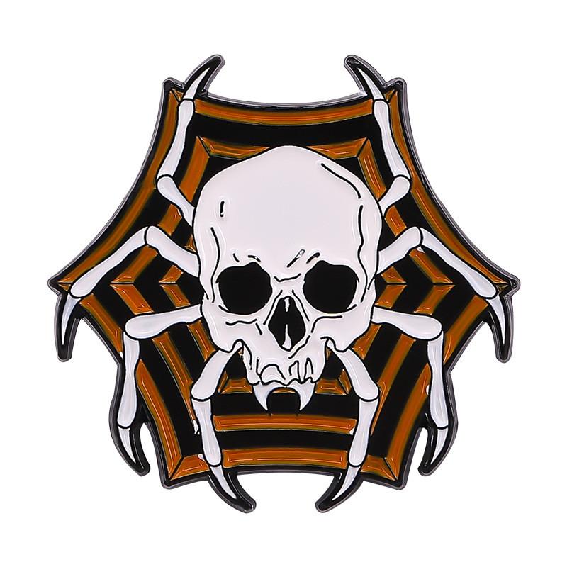 Premium Halloween Metal Badge Spider Skeleton Brooch Fashion Accessory For Costumes