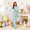 Easter-print Matching Family Loungewear Set With Long-sleeve Tops And Pants