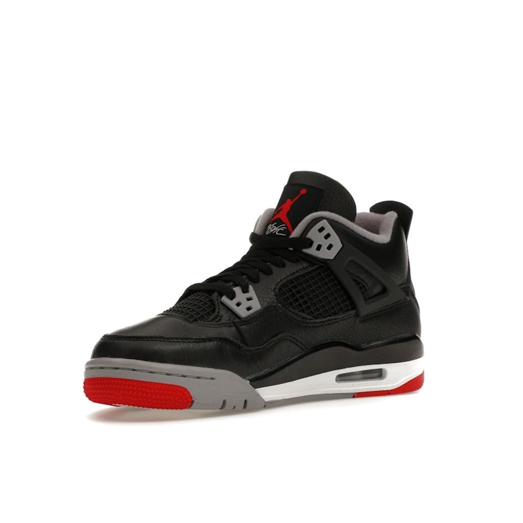 Air Jordan 4 Retro GS Bred Reimagined Kids Sneakers Black Fire-Red Cement-Grey FQ8213-006