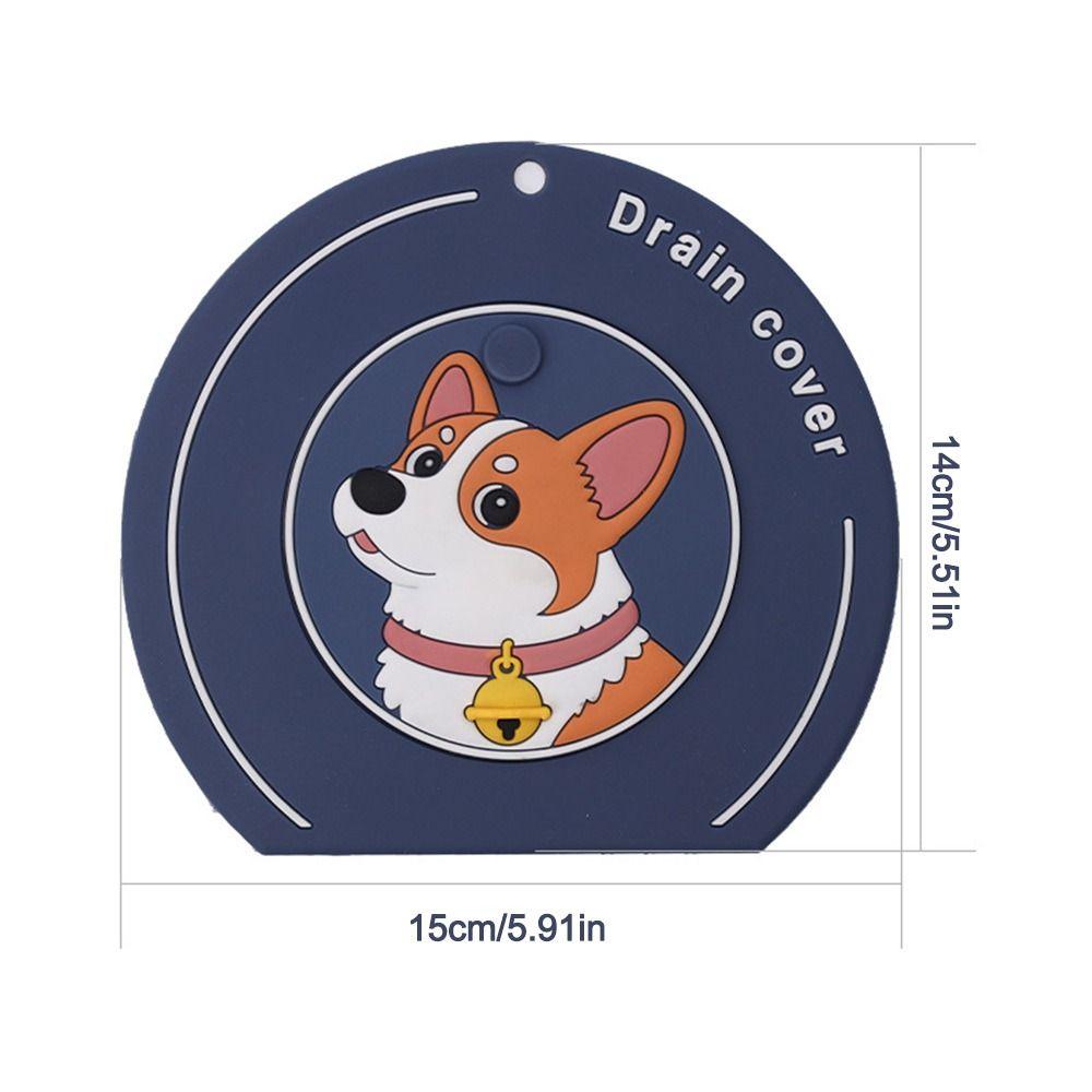 Silicone Floor Drain Mat Cartoon Dog Kitchen Sink Seal Mat  for Bathroom Hair Collection