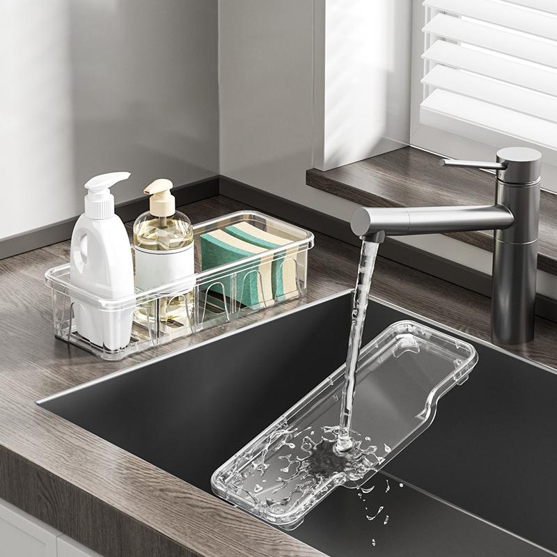 Kitchen Faucet Sink Drain Rack Sponge Holder Bathroom Shampoo Soap Storage Shelf