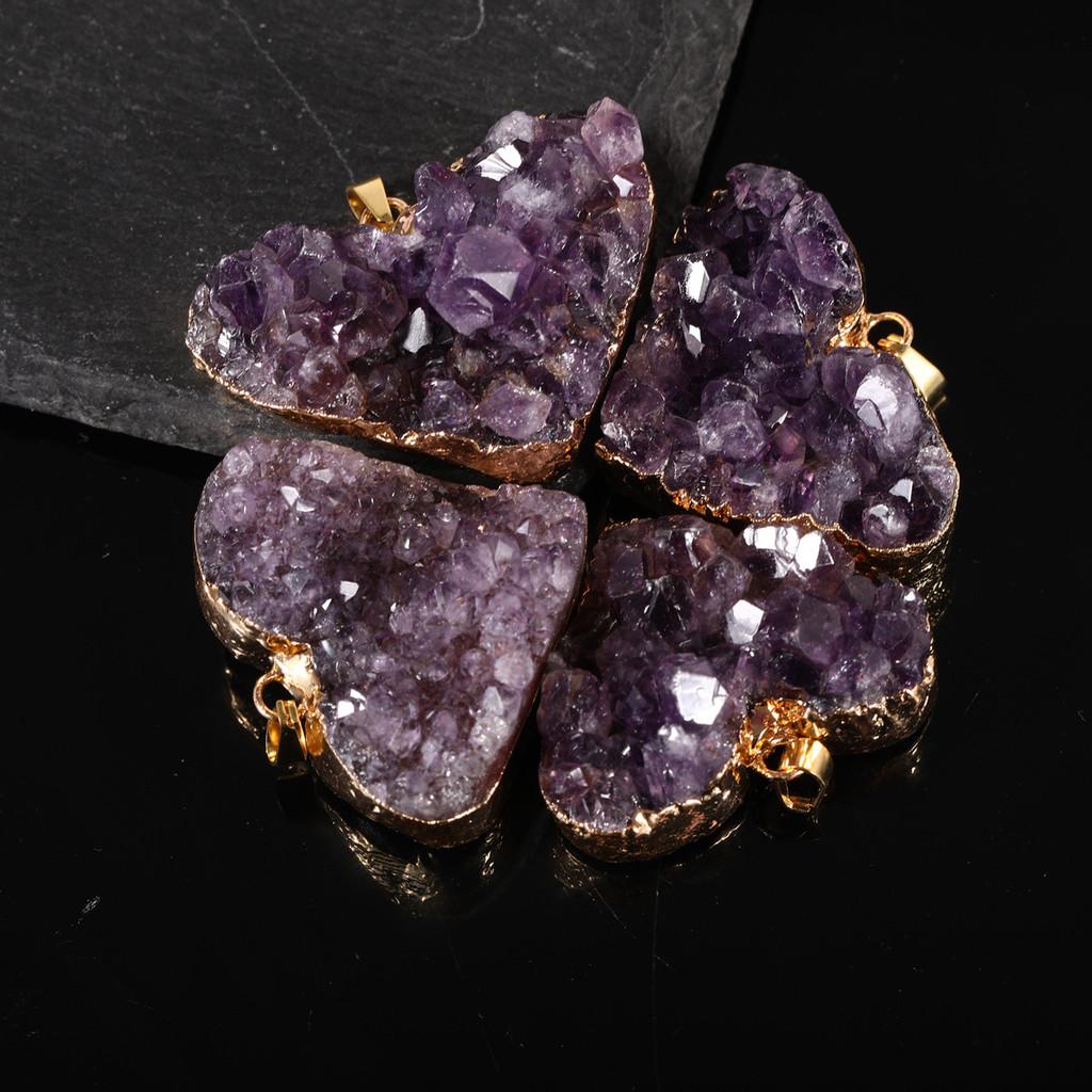 Uruguay Purple Quartz Crystal Pendant Necklace With Heart Shaped Design For Fashion Jewelry