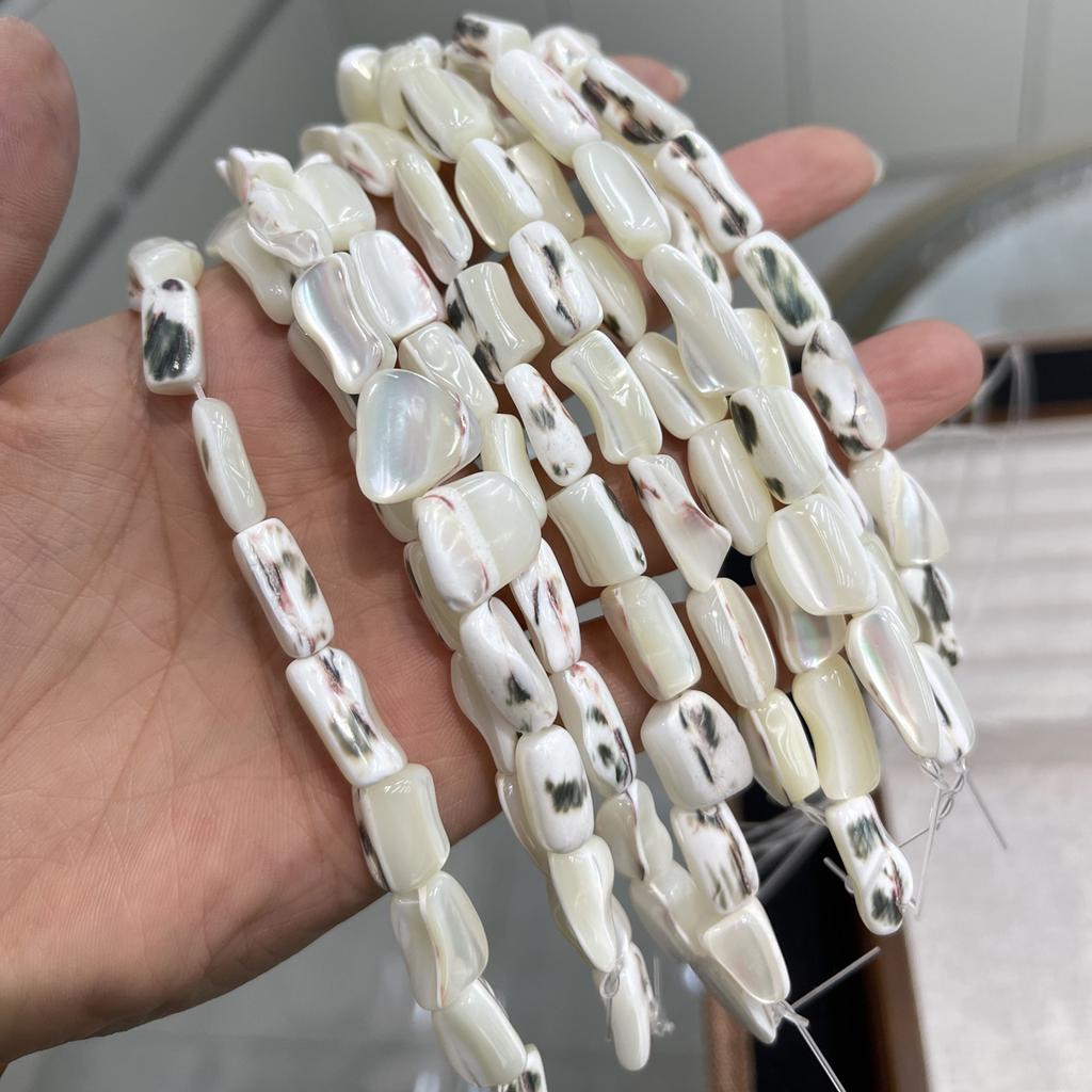 5String, White Natural Freshwater Shell Beads, 12×20-13×22mm, Handmade Horseshoe Irregular Shell Beads for DIY Jewelry Making 18cm