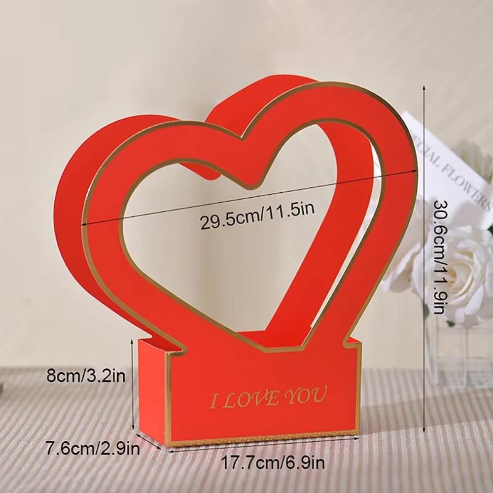 2pcs Foldable Heart Flower Box Floral Art Wrapping Paper Box Wedding Birthday Party