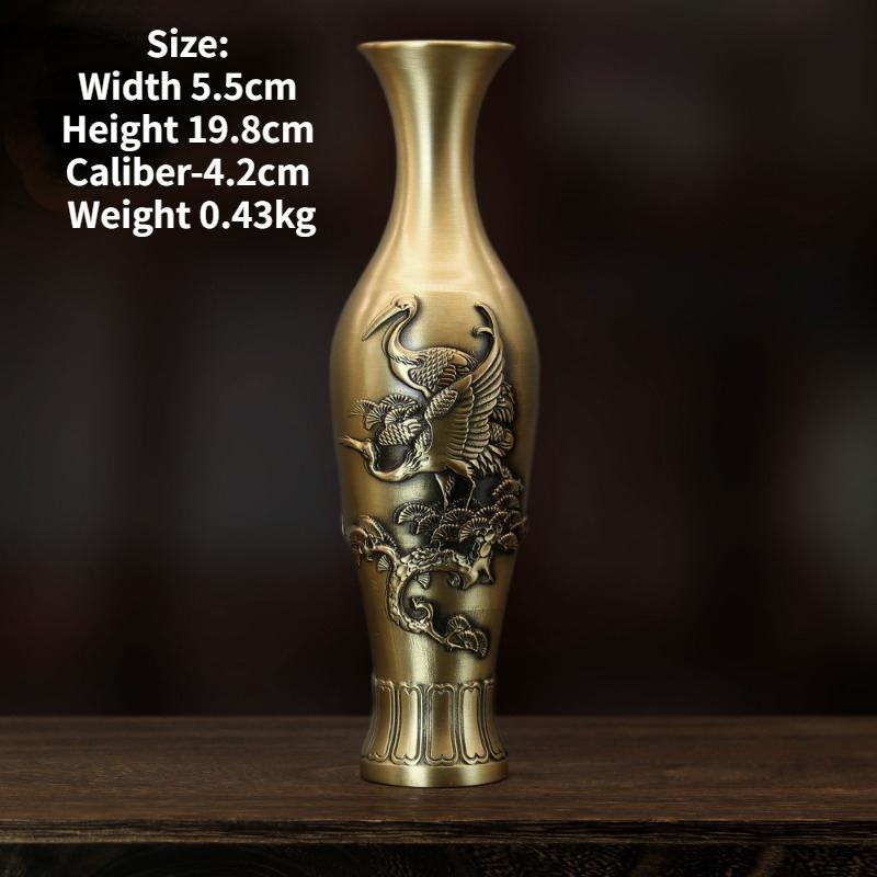 

Ваза для цветов из чистой латуни, украшение, новая ваза в китайском стиле с журавлем, ваза с драконом и фениксом, высокоэстетичное украшение для рабочего стола, поделки