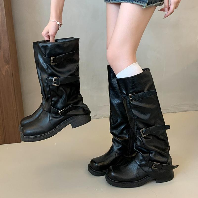 Autumn Winter Street Style Women Knee-High Boots Casual Low Heel Party Shoes Ladies Modern Long Botas Mujer