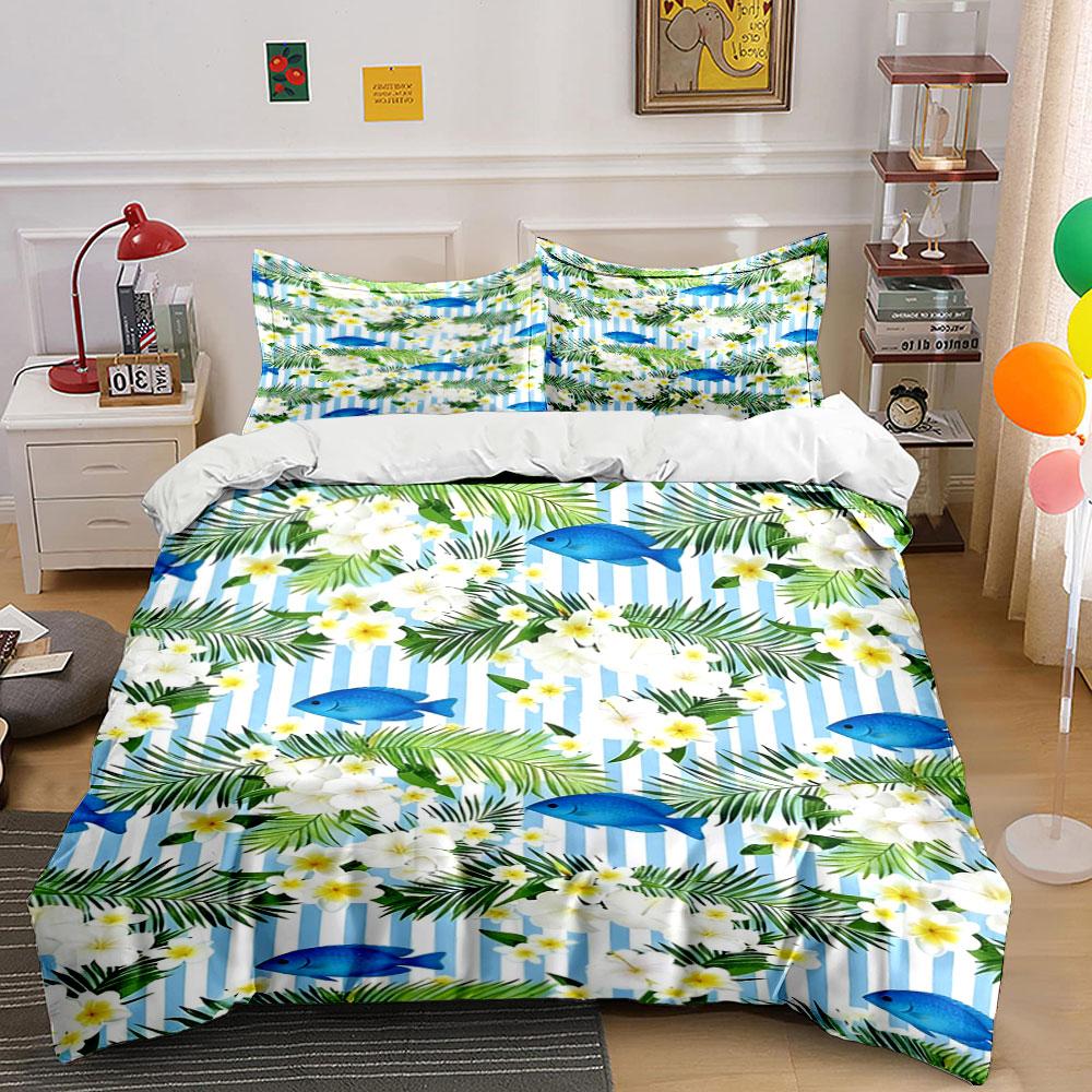 

Flowers, leaves, fish, stripes. Bedding sets Duvet cover sets Duvet covers Pillowcases(1 * Duvet Cover 2 * Pillowcases, without duvet insert) 135x200cm