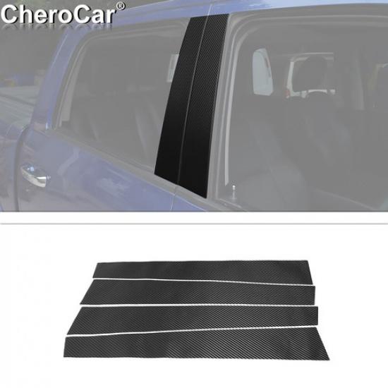 Window Center Pillar Trim Cover Stickers For Dodge RAM 1500 2010-17 Carbon Fiber