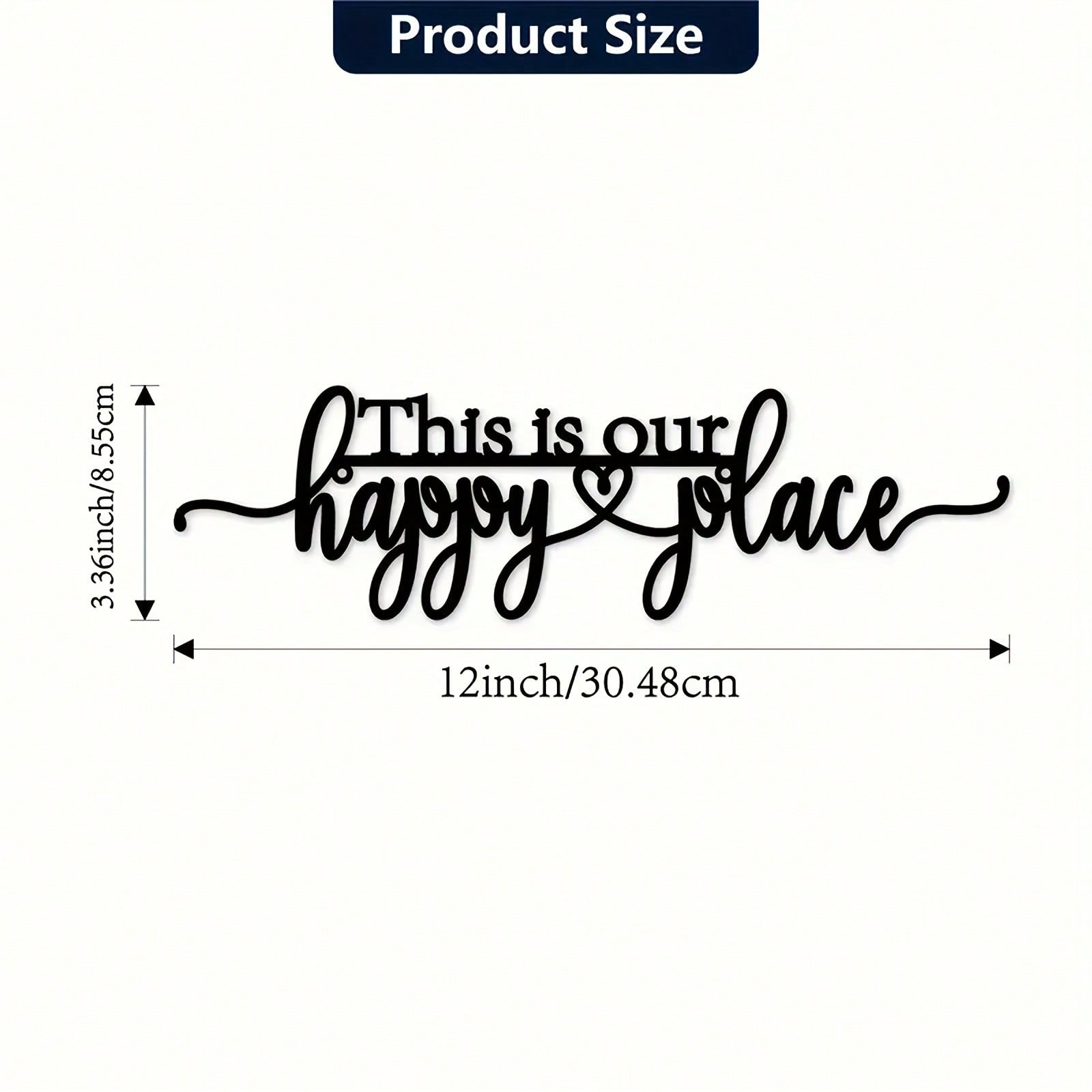 Metal Wall Art Decor Sign Happy Place Waterproof Rust Resistant Easy Hang