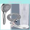 Elegant Round Handheld Shower Head Set With High-pressure Rainfall Spray Abs Material