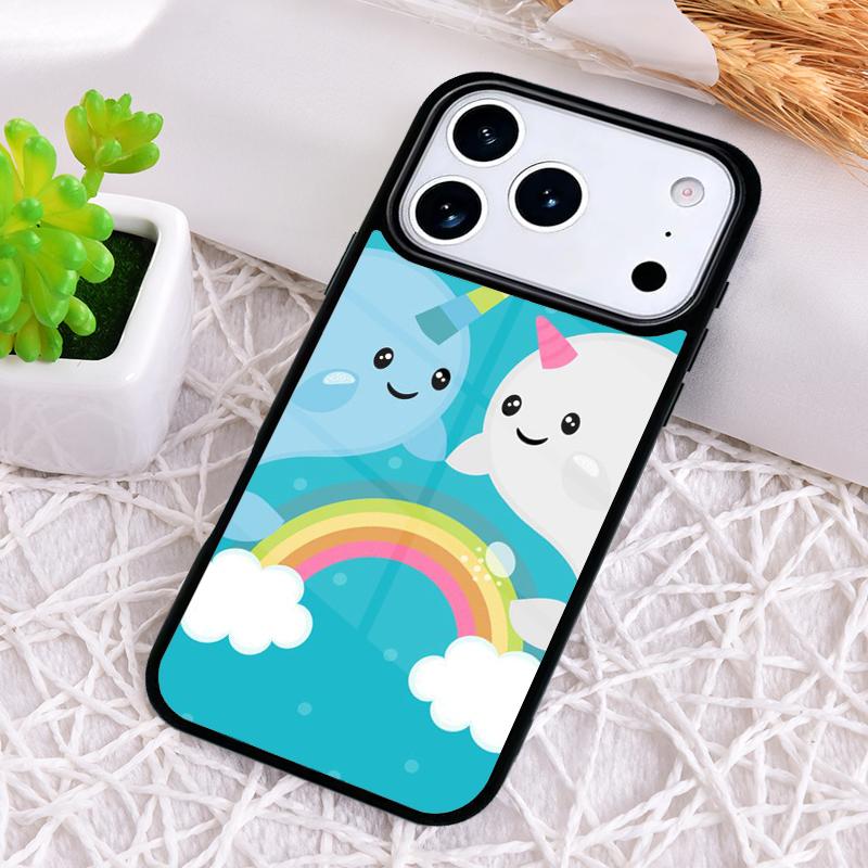 Kawaii Narwal Collage Handyhülle für iPhone 17 Air 16 15 11 12 14 13 Pro Max Stoßfeste Hülle