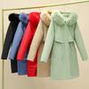 Parka de Felpa Gruesa de Invierno para Mujer Abrigo Largo Holgado con Cuello Grande de Piel