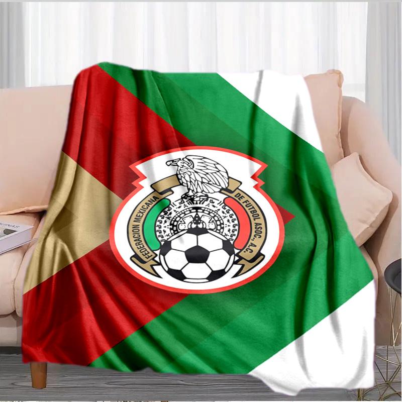 Mexico Football Team Emblem Printed Throws Blanket Soft Flannel Blankets for Couch Bed Gifts for Men Women Picnic Blanket Christmas Gifts