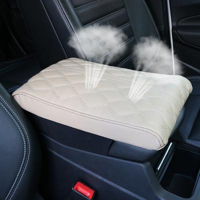 LEEPEE Broderie Vague PU Cuir Tapis d'Accoudoir de Voiture Protection Coussin Repose-Bras Console Centrale Housse Coussinet Boîte de Rangement Accoudoirs Auto