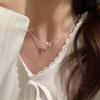17KM Korean Artificial Pearl Heart Necklaces for Women Crystal Bow Pendant Beads Necklace Fashion Accessories Jewelry Gift