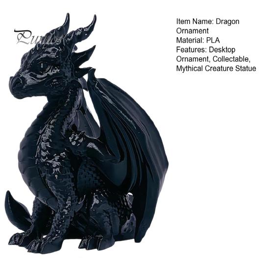 Unique Home Decoration Items 3D Printed Dragon Statue, Winged Figurine, Mythical Creature Creative Desktop Ornaments Sculpture, Office Desk
