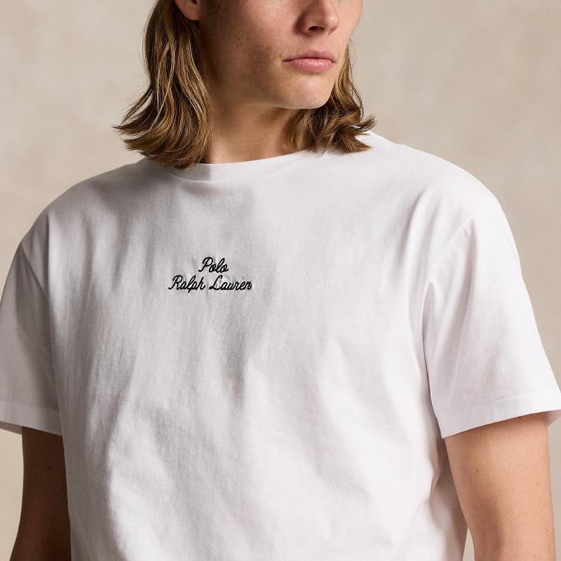Polo Ralph Lauren Solid Color Letter Embroidery Casual Round Neck Short Sleeve T-Shirt Men Tops White MNPOTSH1N822167-100