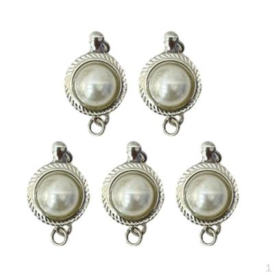 5 Pieces Round Locket with Imitation Pearl Clasp Connector DIY Jewelry Craft