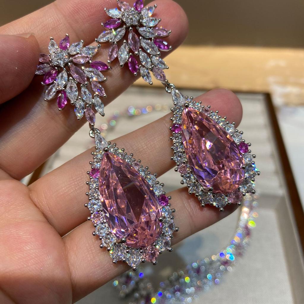 Fashion Bridal Wedding Accessories Two-Piece Seiko Zircon Necklace Earrings Set Wedding Dress Accessories