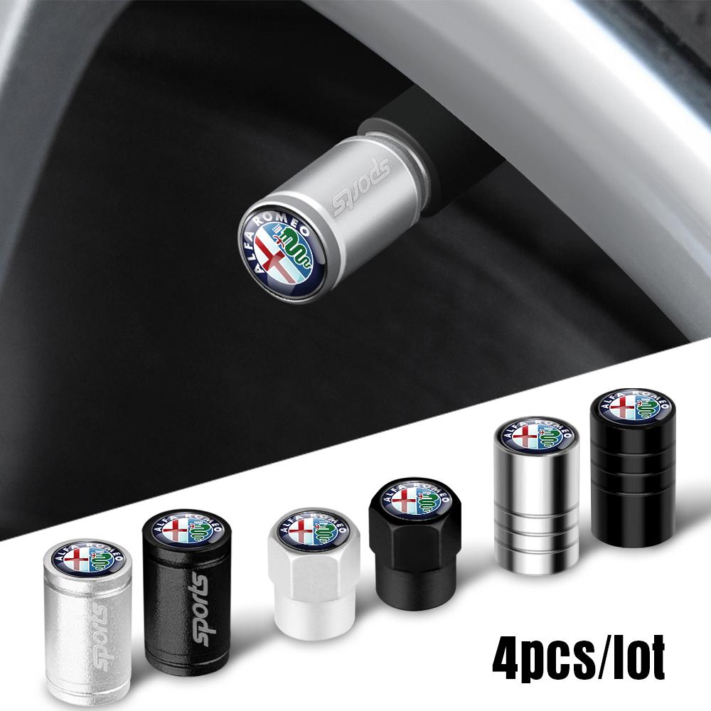 4 Stück Auto Rad Reifen Ventilkappen Ventilschaftgehäuse Mit Logo Auto Styling Für Alfa Romeo Giulia Stelvio Giulietta 156 159 147 Mito