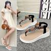 2025Plus Size Bohemian Style Flat Sandals for Women Summer Casual Comfortable Beach Shoes Femme Soft Boottom Footwear