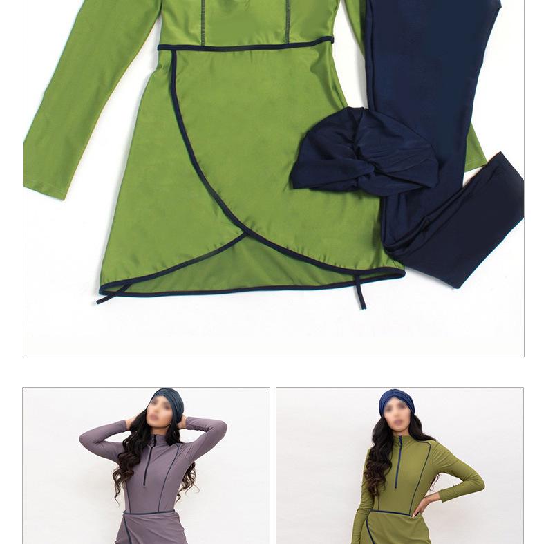 Übergröße Muslimische Damen Sonnenschutz Dreiteiliges Badeanzug-Set mit Langen Ärmeln und Hose