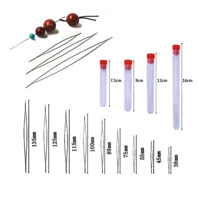 Agulhas de miçangas curvas de abertura central, pinos de aço, cordão para rosqueamento de contas, fácil fabricação de joias