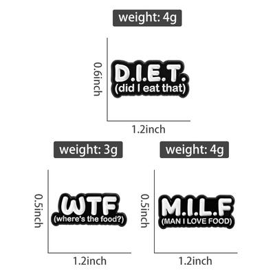Milf Diät Wtf Emaille Pins Fledermaus Lustige Abkürzung Broschen Anstecknadeln Punk Cooler Schmuck Geschenk für Familie Freunde