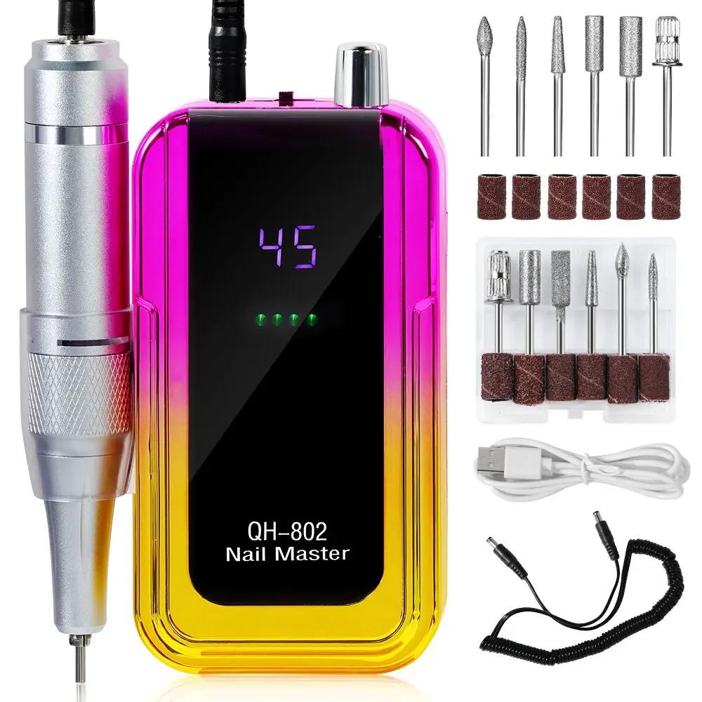 45000RPM Rechargeable Electric Nail Drill Machine With USB Connector Nail Polish Remover Drill Set Manicure Low Noise