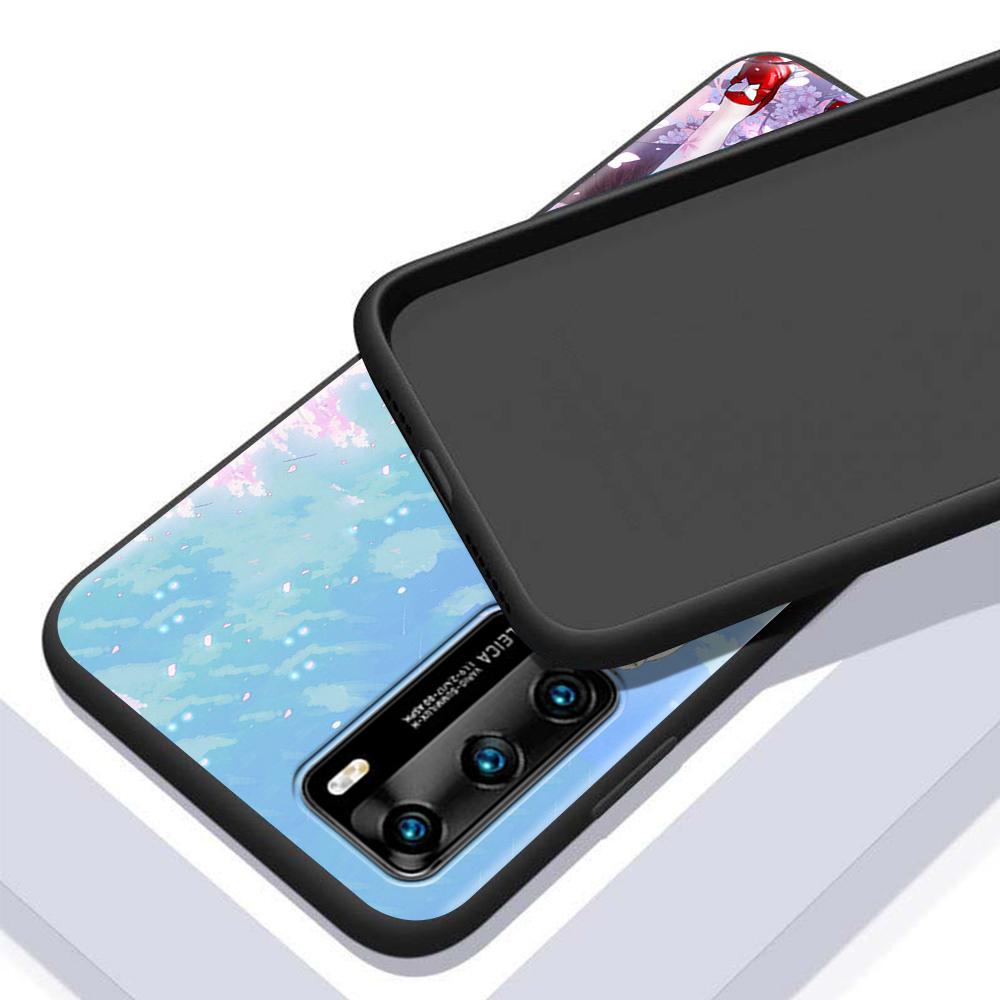 Plum Cherry Blossom Girl Case for Huawei P30 P Smart Z P40 Lite E P20 Y6 Y7 Y9 2019 Honor 8X Play 9A 50 20 Pro Black Soft Cover