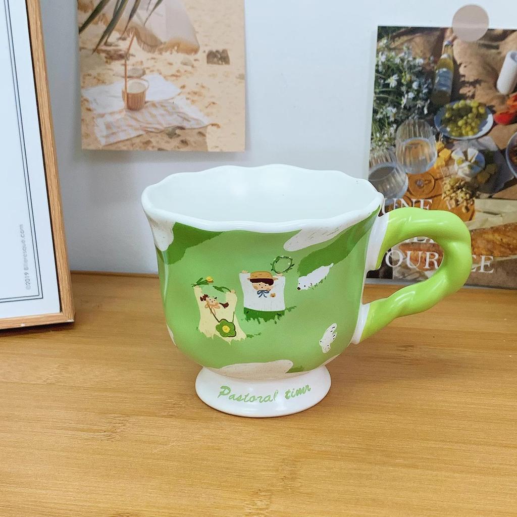 Grön och Söt Mugg Par Keramisk Kopp Drick Vatten och Högt Utseende. Ny Mjölkkaffekopp för Män