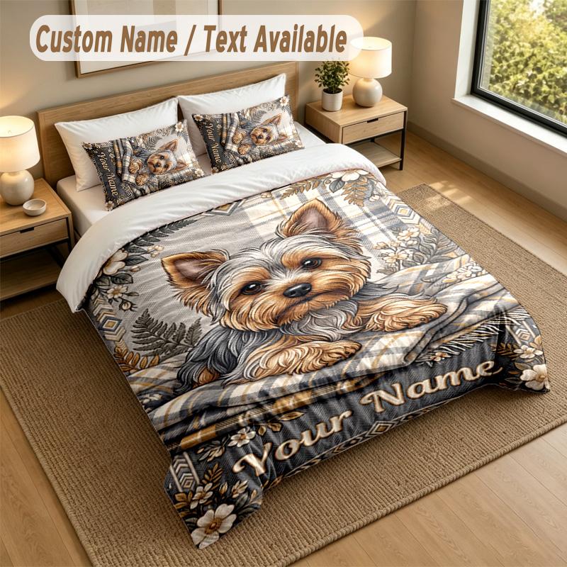 Autumn Harvest Theme Personalized 3Pcs Bedding Set Custom Text & Name 1 Sheet 2 Pillowcases Household Bedding 1pc