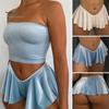 Women Shorts V-shaped Low Waist Ultra Short Pleated Solid Color Patchwork Elastic Soft Summer Lady Party Club Mini Skirt