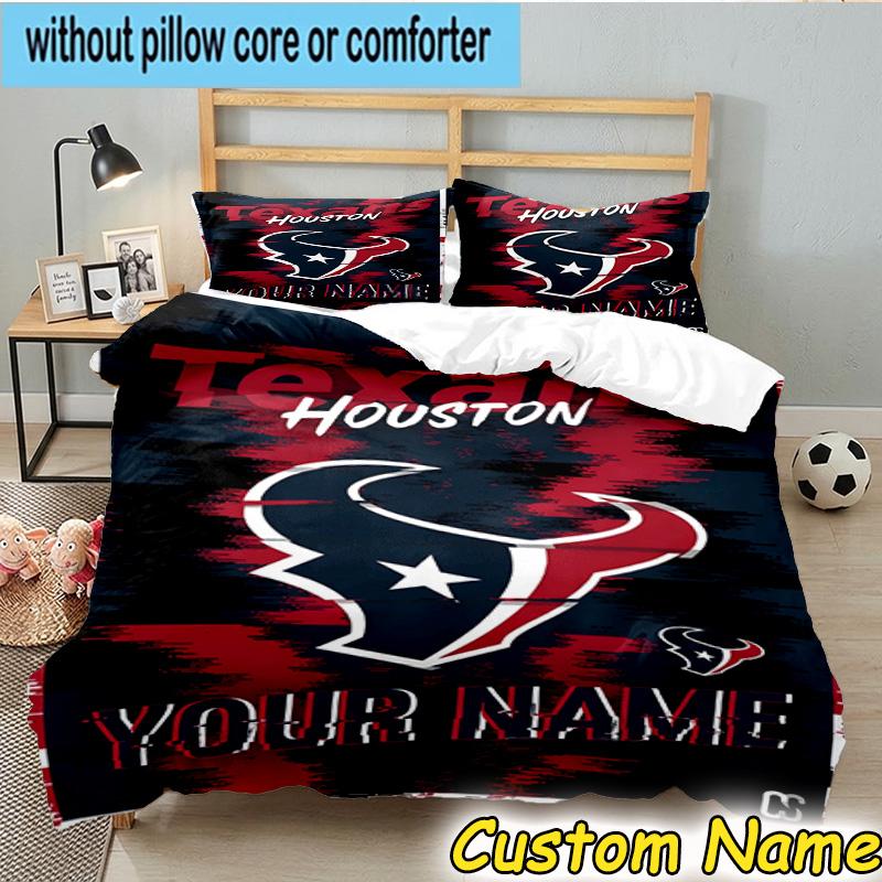 3pcs Custom Name Houston-Texans Artwork Bedding Set Includes 1 Duvet Cover & 2 Pillowcases for All Seasons Dormitory Home Decor Christmas gifts