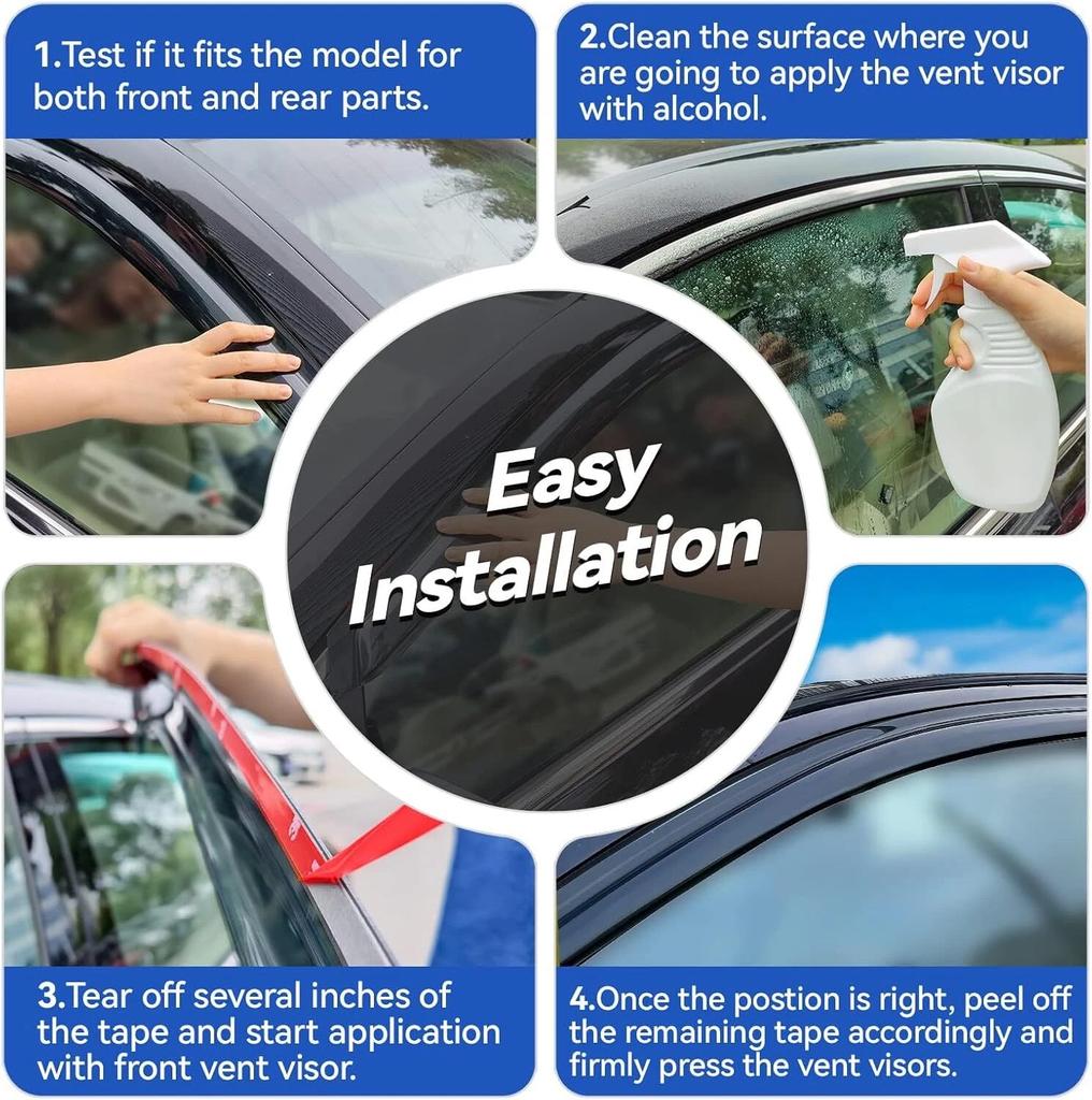 4 Pcs Window Visor Vent Rain Guards Universal Car Acrylic Fender Vents Protector Cover Strips For 2018 2025 Toyota Camry 8th