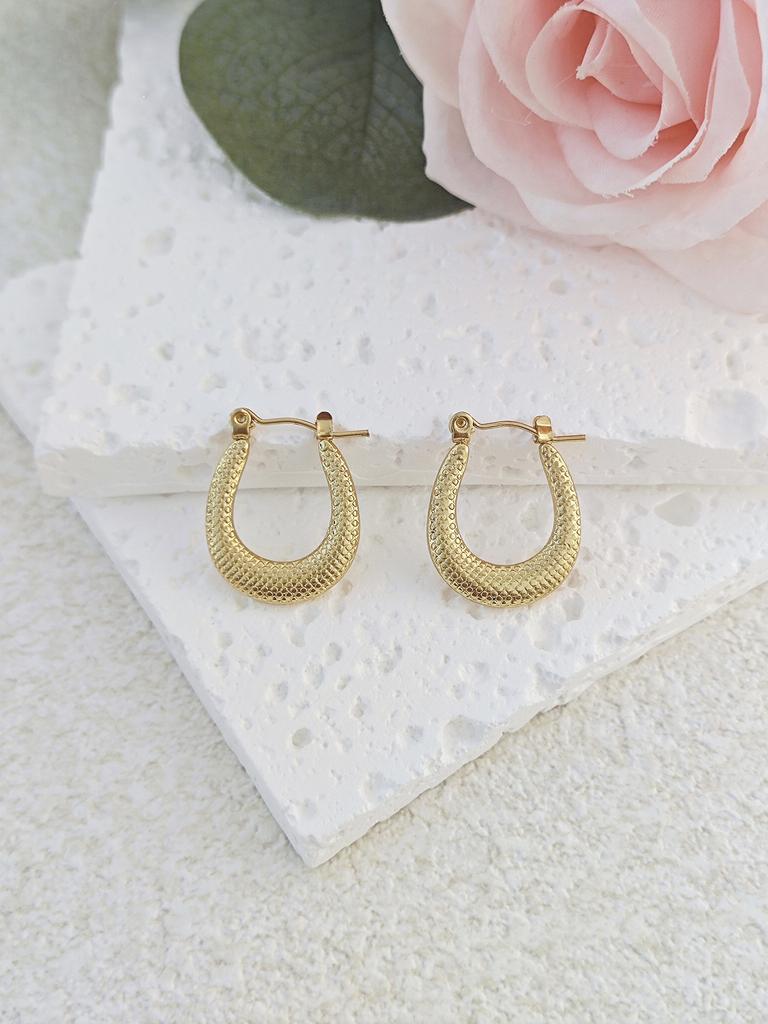 Fashion Stainless Steel Gold Plated Earrings Multi Style Size Hoop New Design Hypoallergenic Gold Plated Irregular Earring